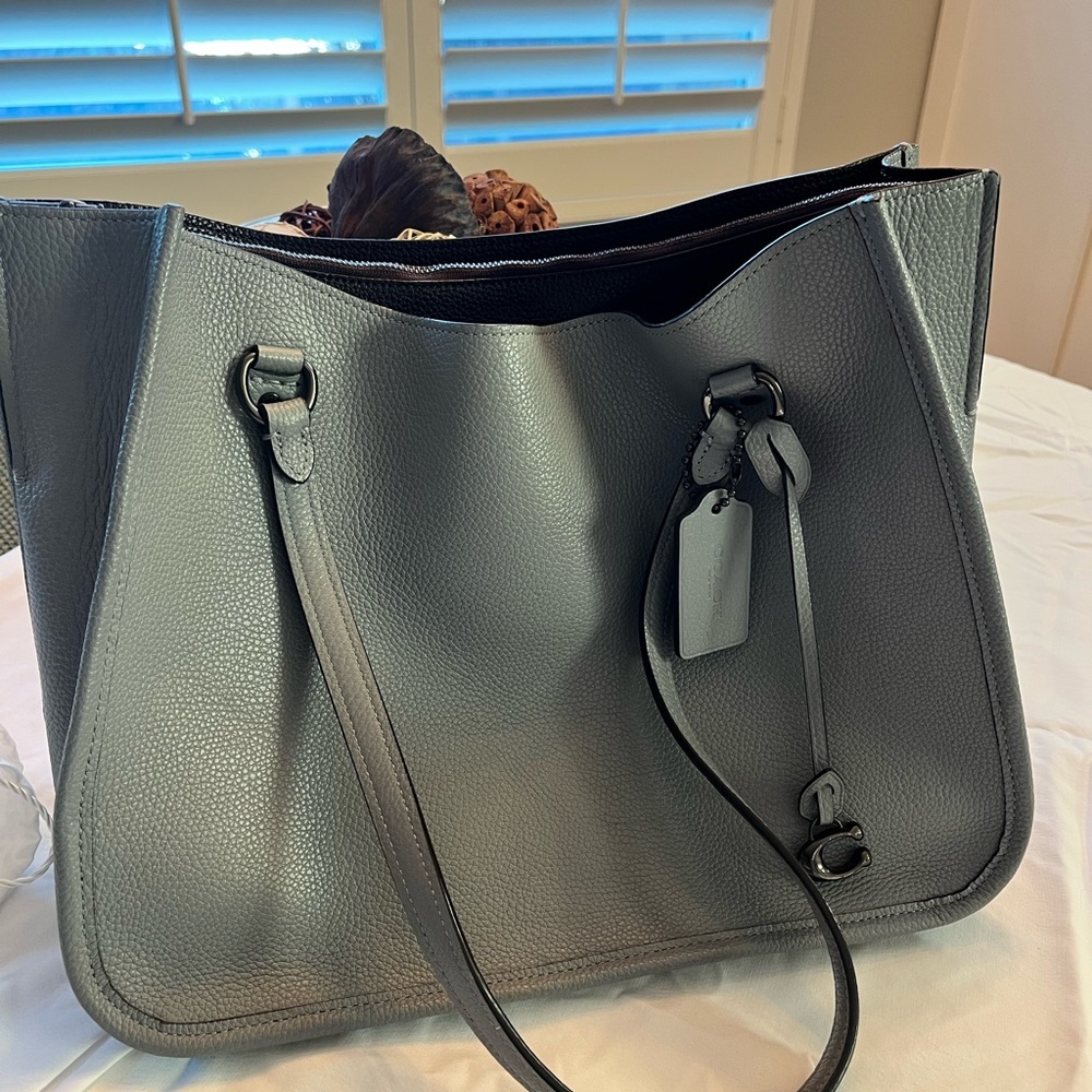 Coach Gray Pebbled Leather Tyler Tote